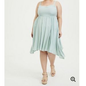 Mint blue challis sharkbite skater dress
